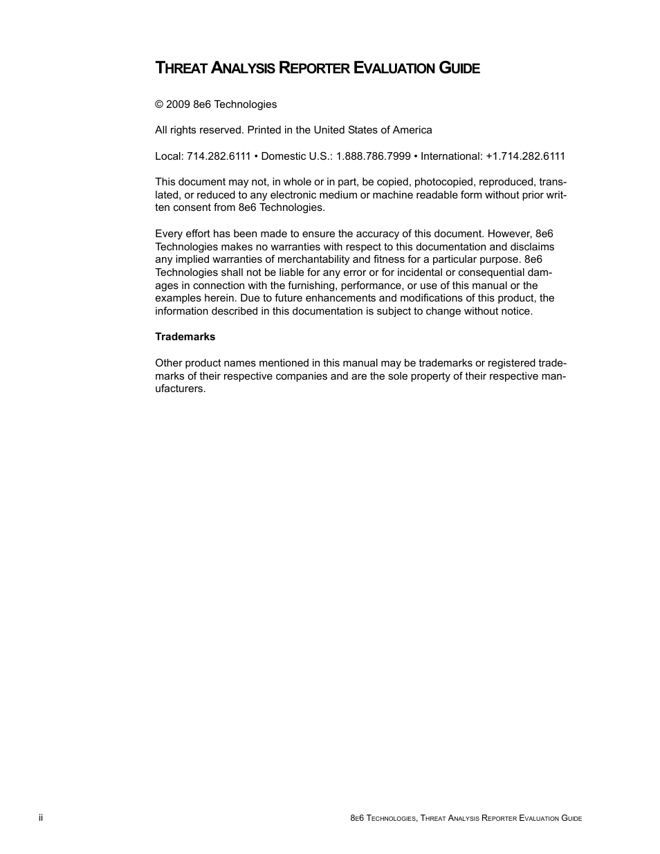 Hreat, Nalysis, Eporter | Valuation, Uide | 8e6 Technologies Threat Analysis Reporter TAR HL/SL/MSA User Manual | Page 2 / 22