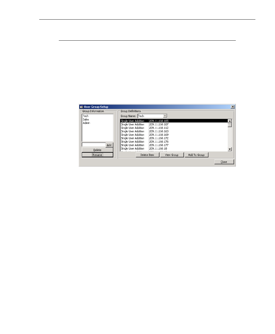 User groupings, Group information frame, User groupings button | 8e6 Technologies 3 User Manual | Page 121 / 215