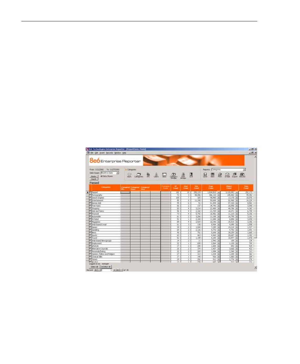 Report screen elements, Elements | 8e6 Technologies 3 User Manual | Page 142 / 215