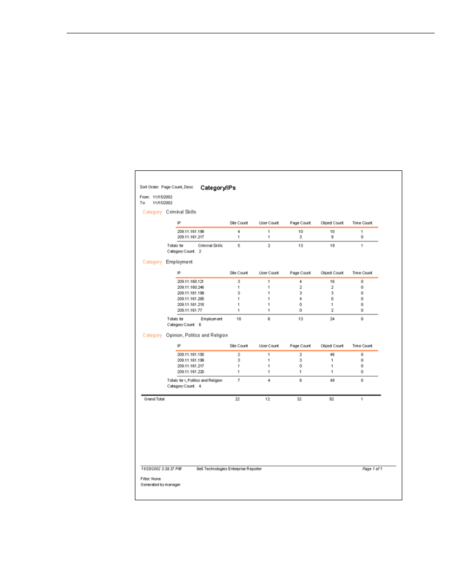 Standard report, Report formats, Standard | 8e6 Technologies 3 User Manual | Page 171 / 215