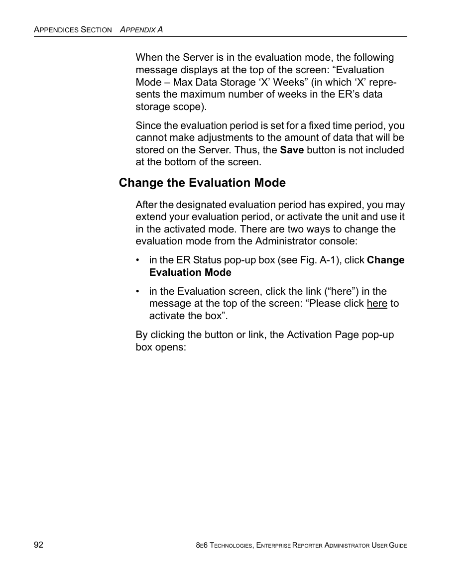 Change the evaluation mode | 8e6 Technologies ER 4.0 User Manual | Page 100 / 118