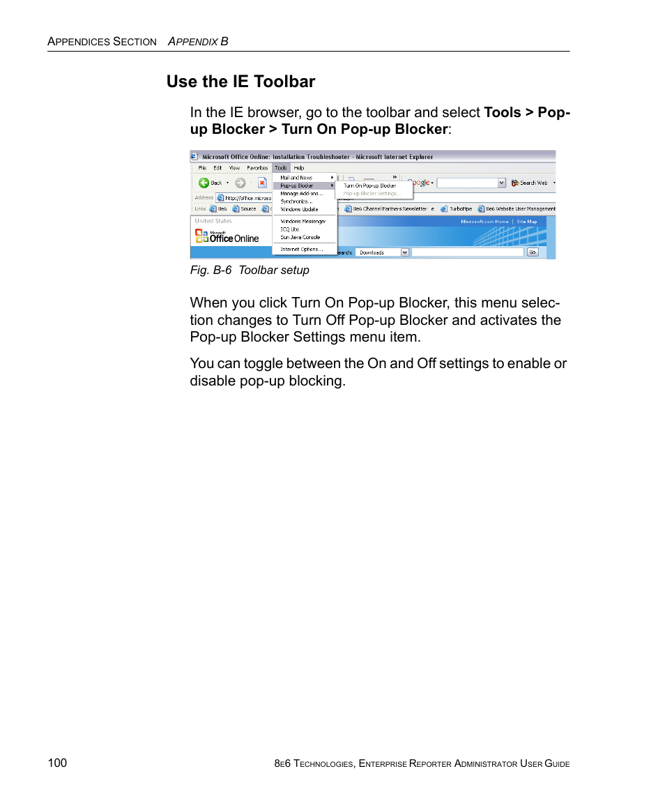 Use the ie toolbar | 8e6 Technologies ER 4.0 User Manual | Page 108 / 118