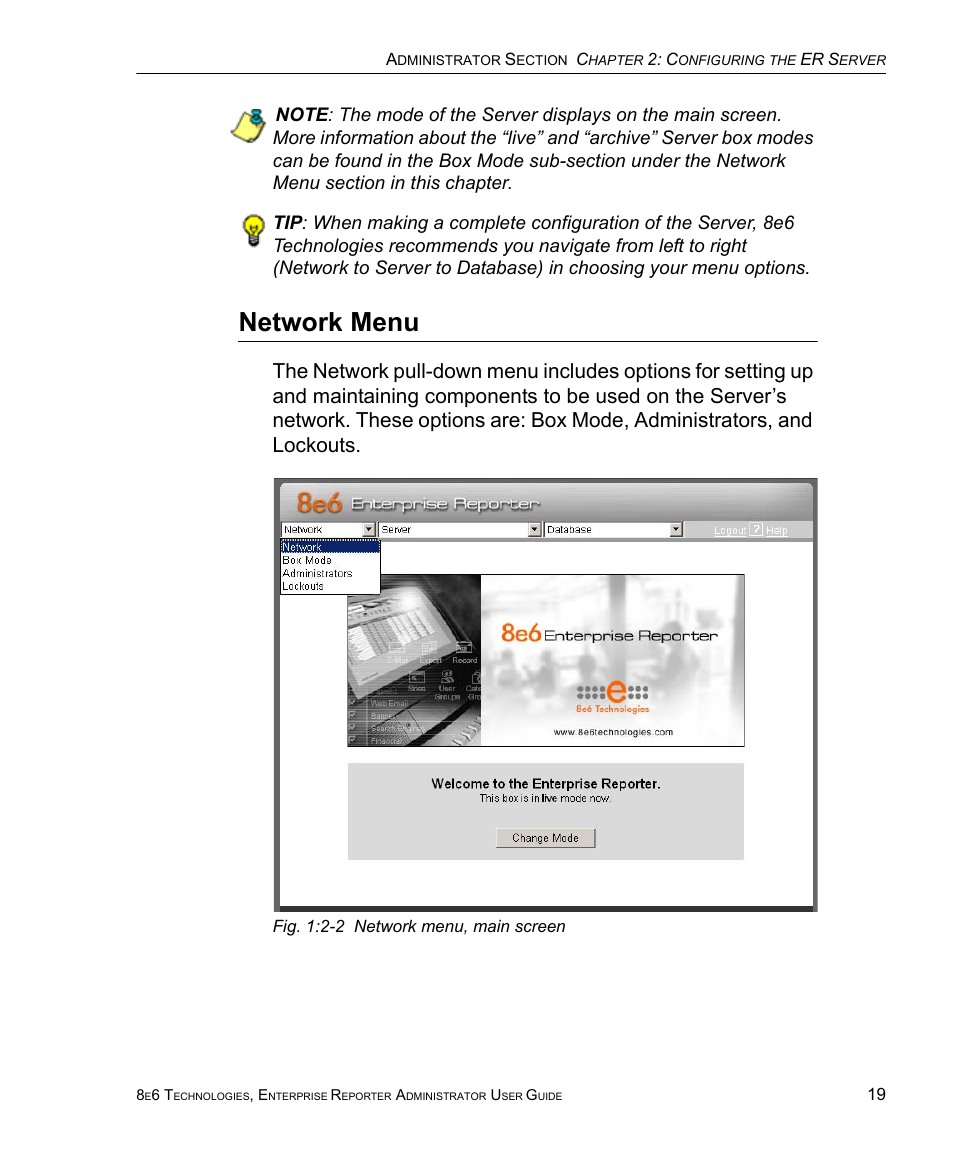 Network menu | 8e6 Technologies ER 4.0 User Manual | Page 27 / 118