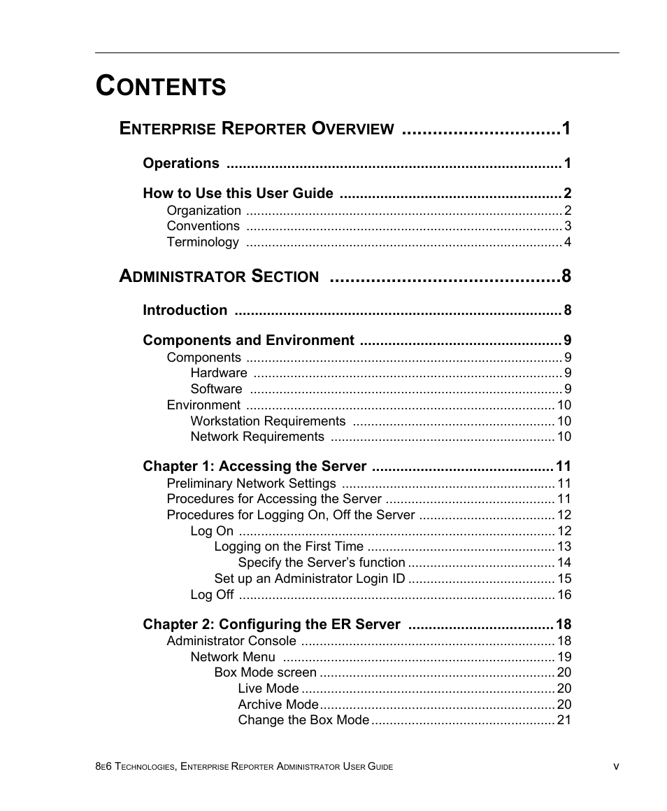 8e6 Technologies ER 4.0 User Manual | Page 5 / 118