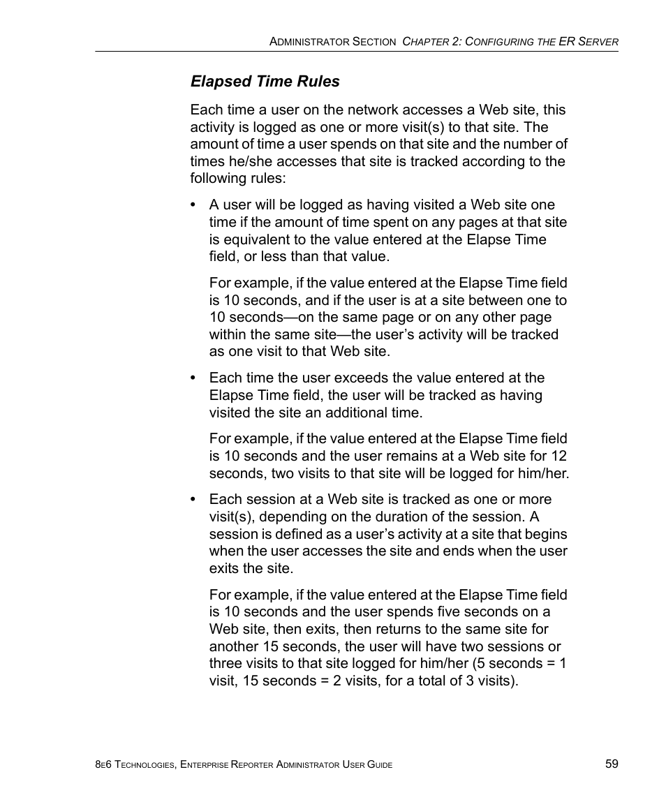 Elapsed time rules | 8e6 Technologies ER 4.0 User Manual | Page 67 / 118