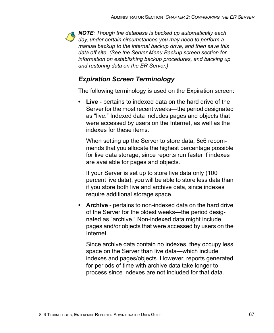 Expiration screen terminology | 8e6 Technologies ER 4.0 User Manual | Page 75 / 118