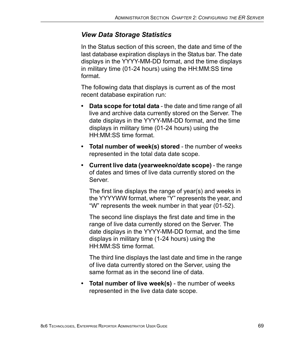 View data storage statistics | 8e6 Technologies ER 4.0 User Manual | Page 77 / 118