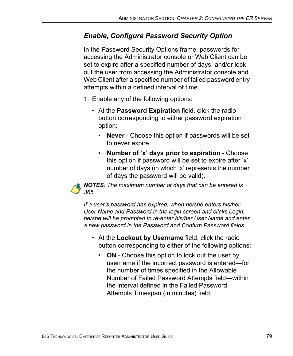 Enable, configure password security option | 8e6 Technologies ER 4.0 User Manual | Page 87 / 118