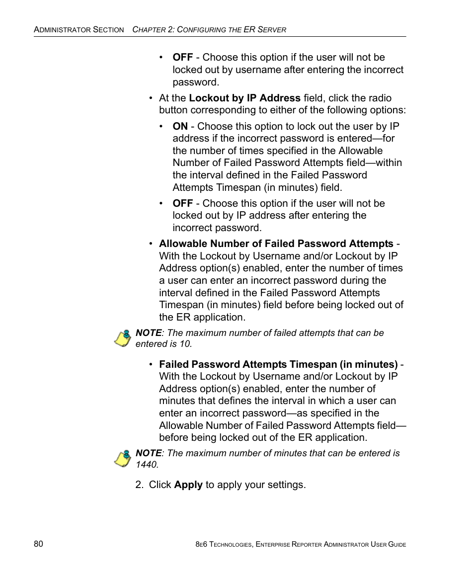 Click apply to apply your settings | 8e6 Technologies ER 4.0 User Manual | Page 88 / 118