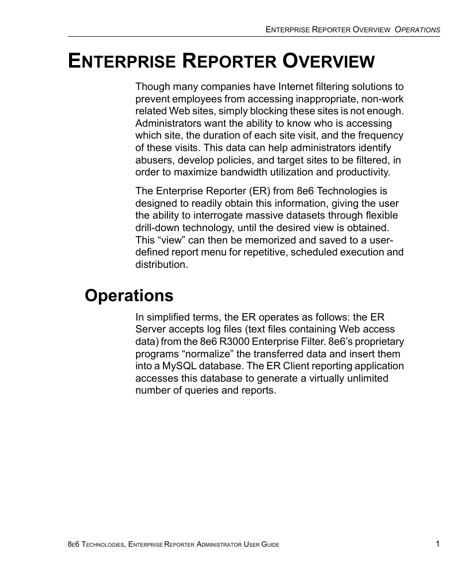 Enterprise reporter overview, Operations, Nterprise | Eporter, Verview | 8e6 Technologies ER 4.0 User Manual | Page 9 / 118