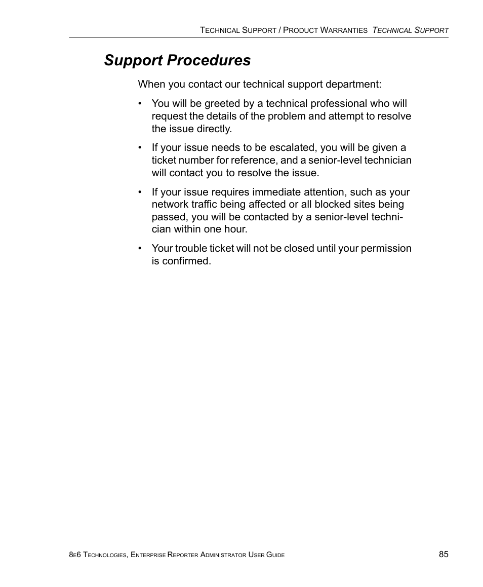 Support procedures | 8e6 Technologies ER 4.0 User Manual | Page 93 / 118