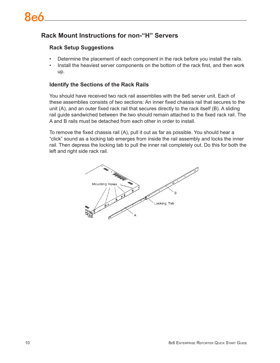 Rack mount instructions for non-“h” servers | 8e6 Technologies ER3-100 (5K02-55) User Manual | Page 14 / 74