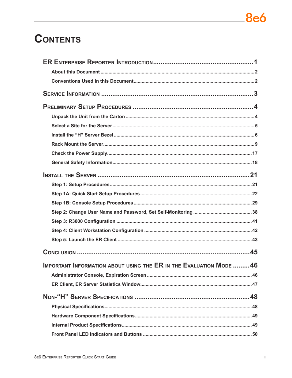 8e6 Technologies ER3-100 (5K02-55) User Manual | Page 3 / 74