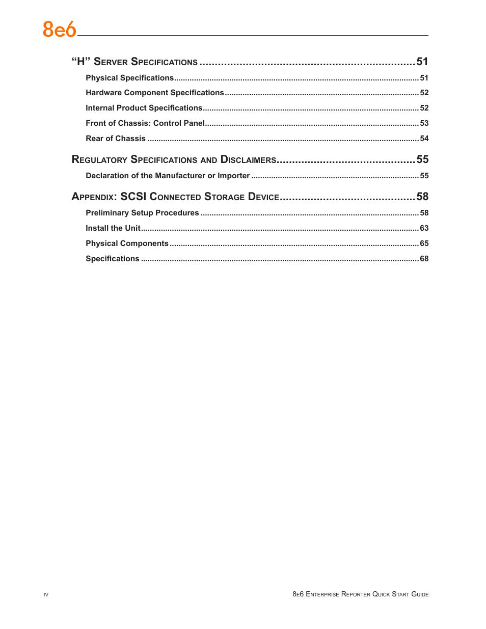 H” s, Scsi c | 8e6 Technologies ER3-100 (5K02-55) User Manual | Page 4 / 74