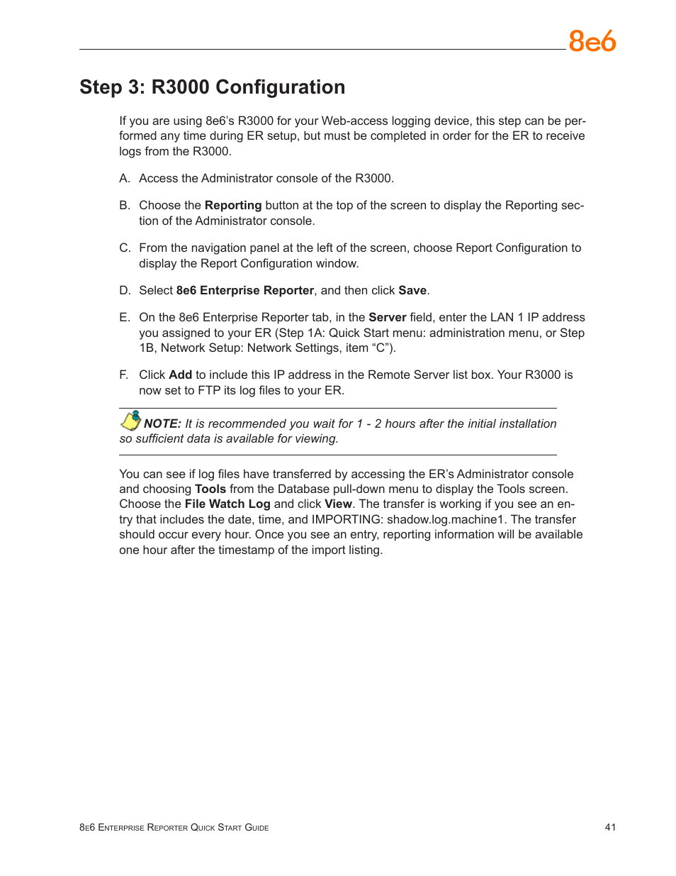 Step 3: r3000 configuration | 8e6 Technologies ER3-100 (5K02-55) User Manual | Page 45 / 74