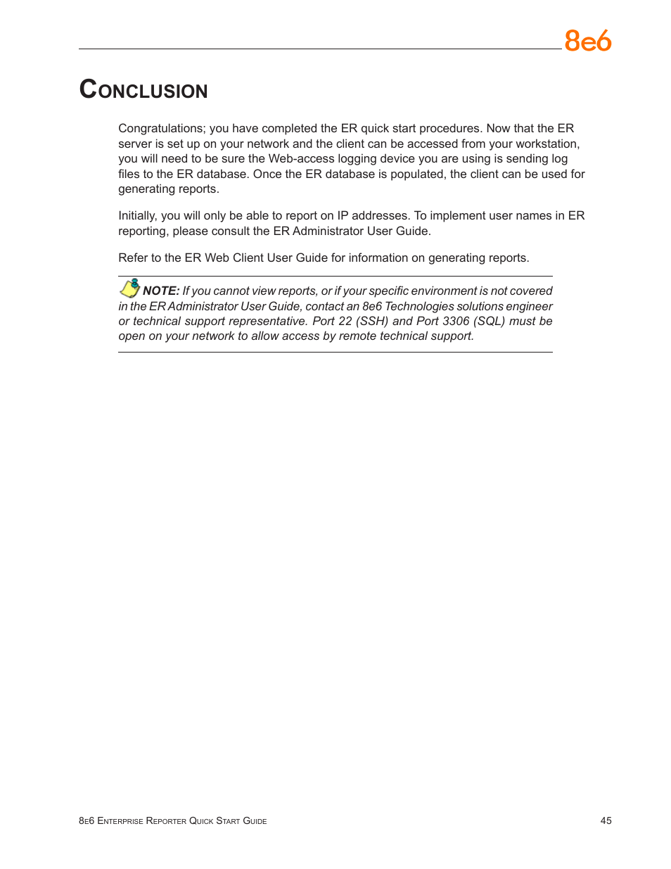 Conclusion, Onclusion | 8e6 Technologies ER3-100 (5K02-55) User Manual | Page 49 / 74