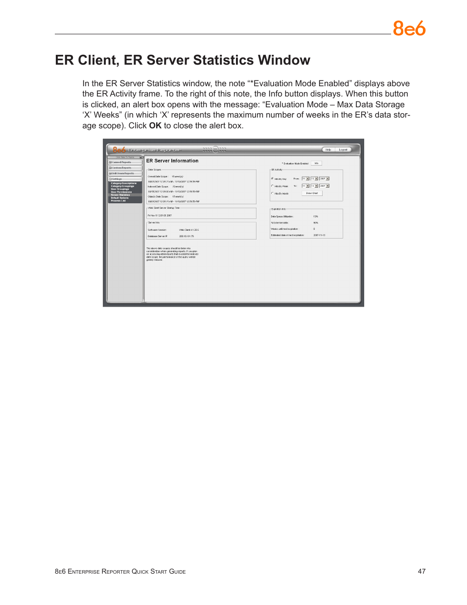Er client, er server statistics window | 8e6 Technologies ER3-100 (5K02-55) User Manual | Page 51 / 74