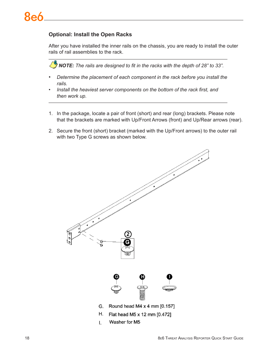 Optional: install the open racks | 8e6 Technologies Threat Analysis Reporter TAR User Manual | Page 22 / 76