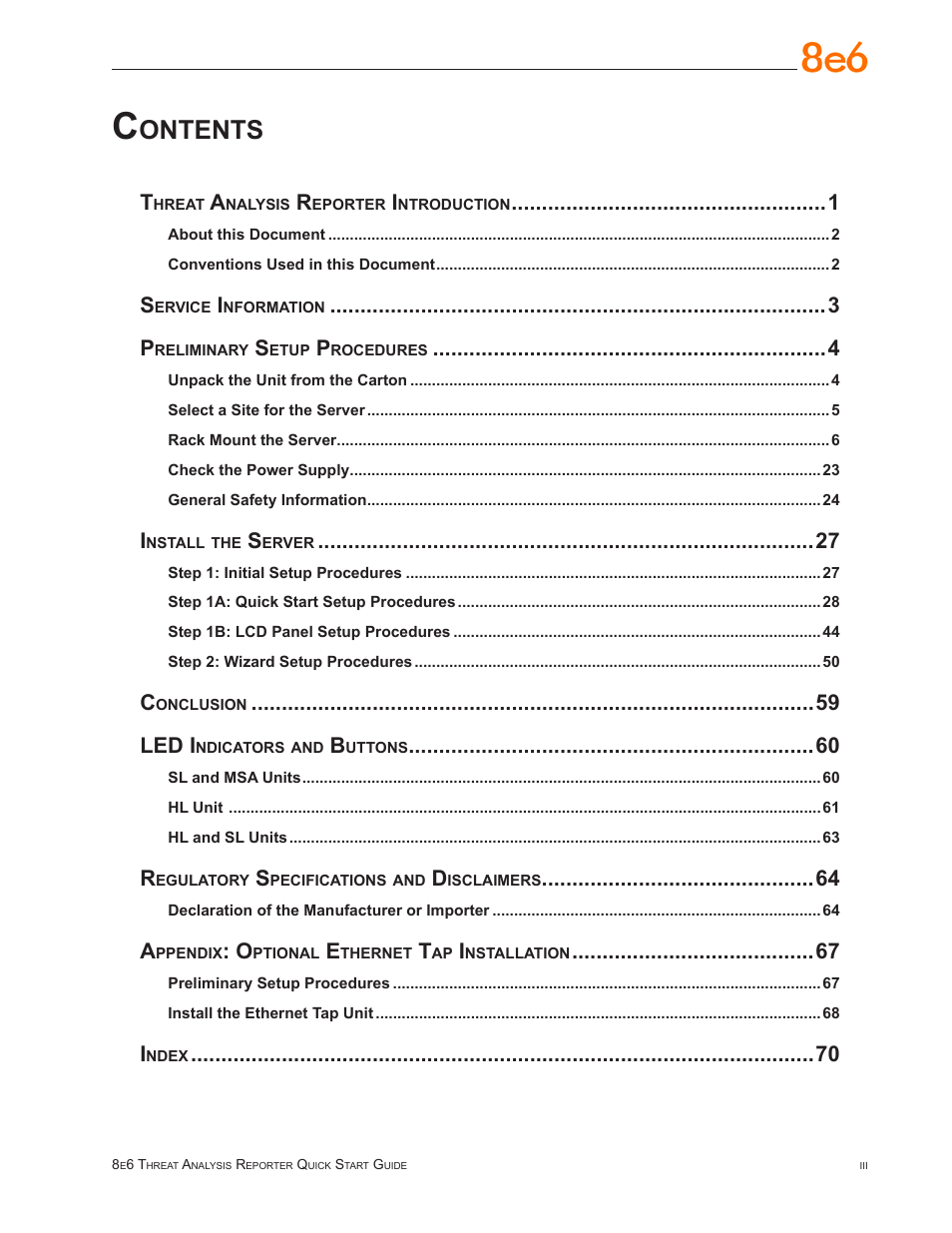 8e6 Technologies Threat Analysis Reporter TAR User Manual | Page 3 / 76