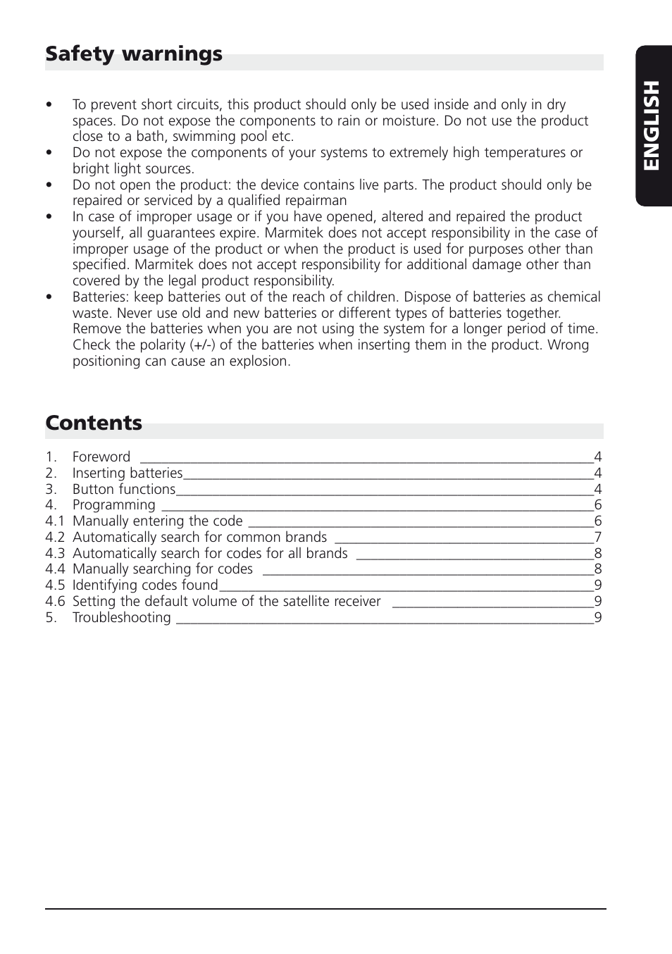 2nd Ave. MARMITEK Remote EasyControl4 130405 User Manual | Page 3 / 10