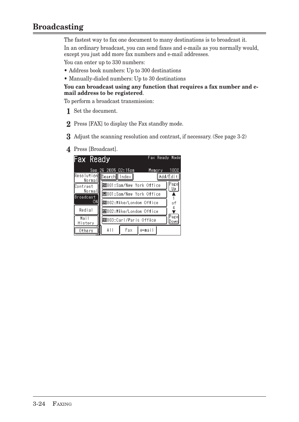 Broadcasting | Muratec MX-2030 User Manual | Page 106 / 396