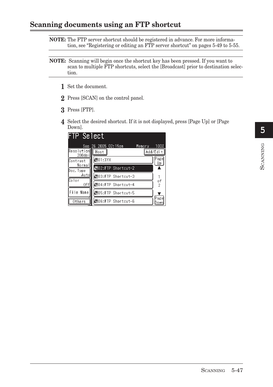 Scanning documents using an ftp shortcut | Muratec MX-2030 User Manual | Page 201 / 396