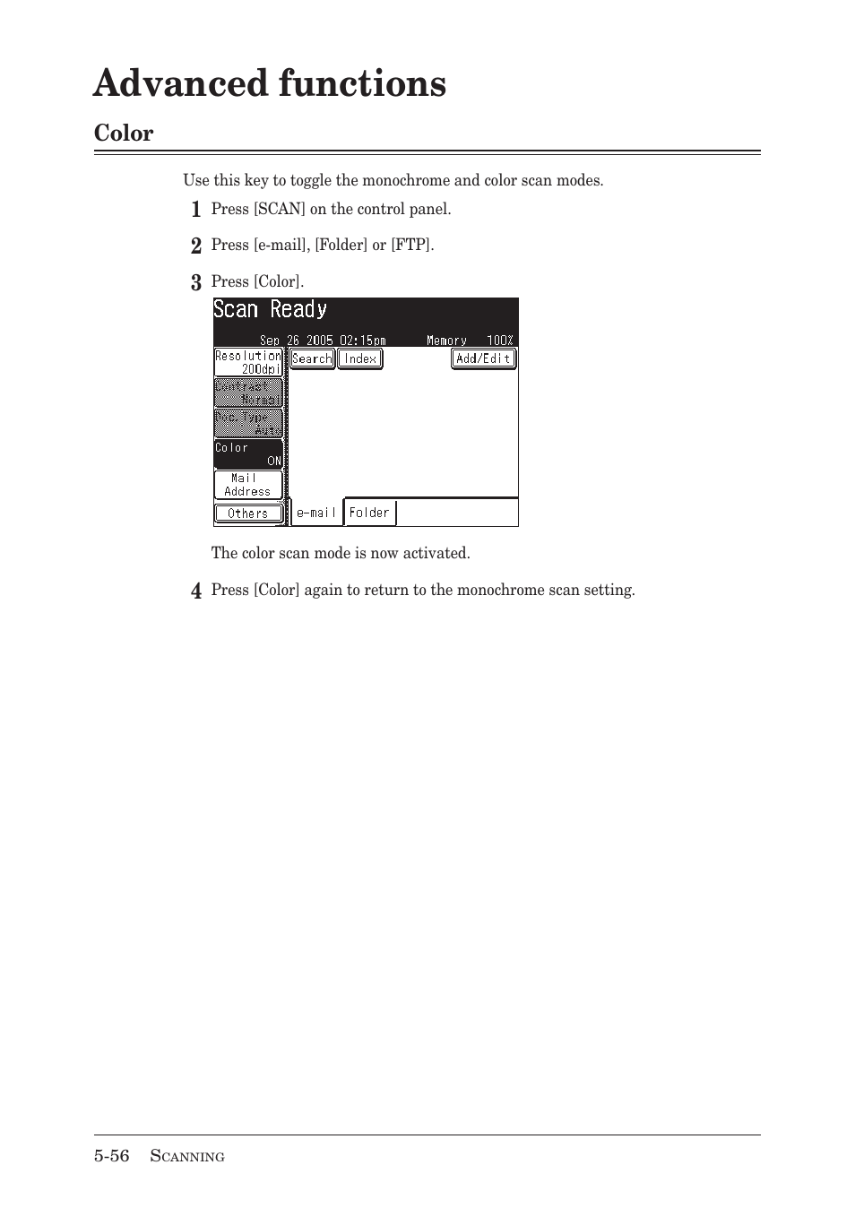 Advanced functions, Color | Muratec MX-2030 User Manual | Page 210 / 396