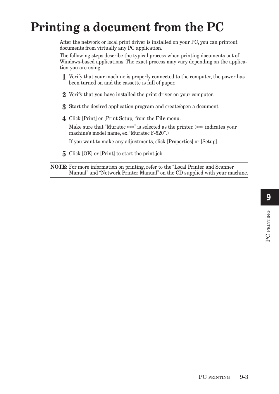 Printing a document from the pc | Muratec MX-2030 User Manual | Page 267 / 396