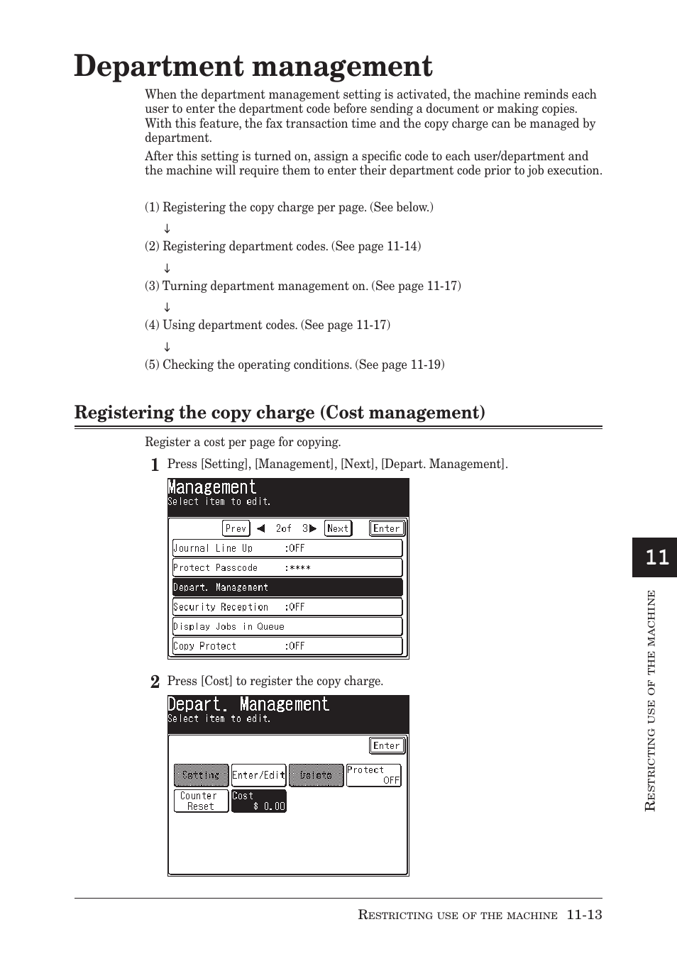 Department management, Registering the copy charge (cost management) | Muratec MX-2030 User Manual | Page 321 / 396
