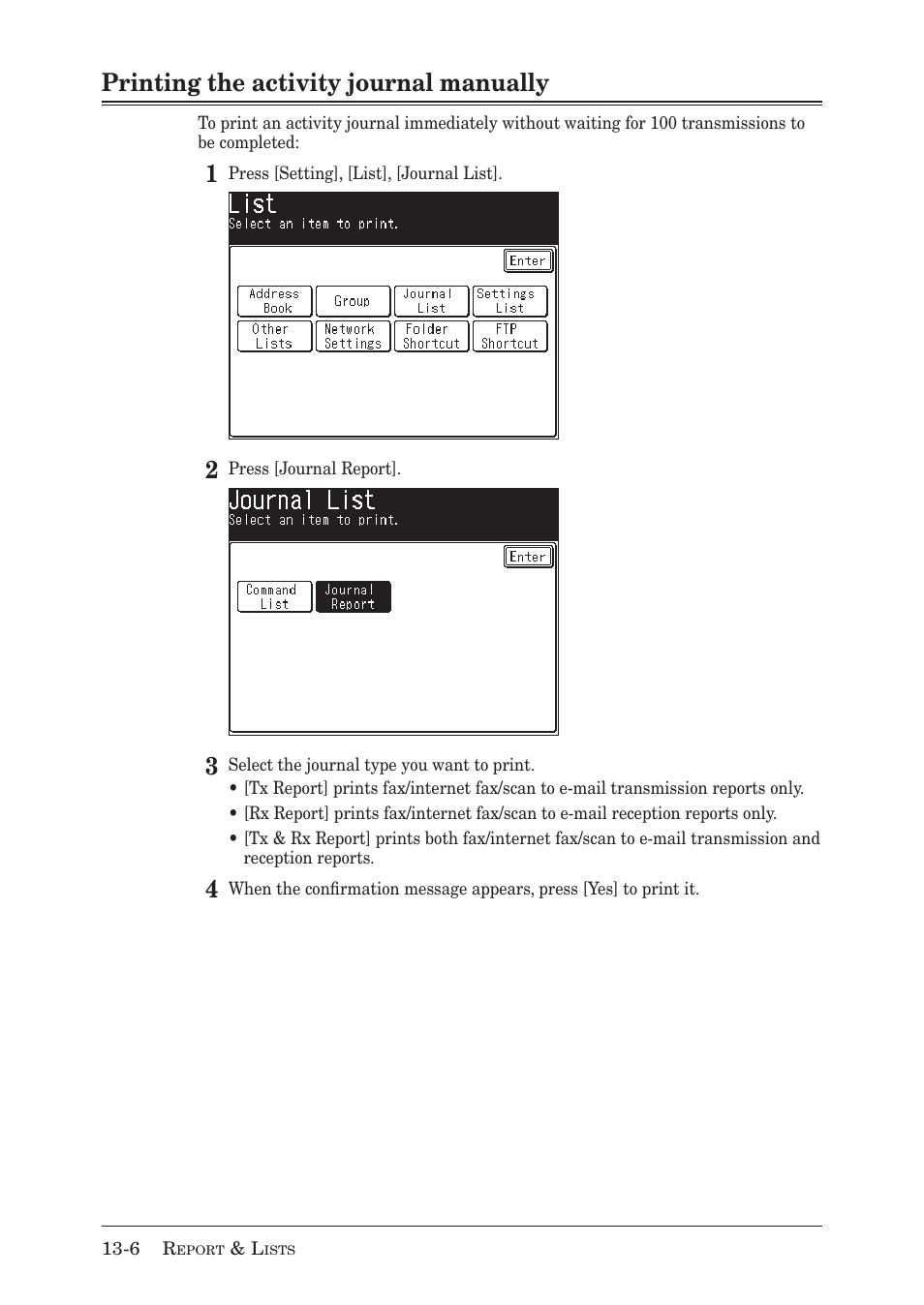 Printing the activity journal manually | Muratec MX-2030 User Manual | Page 352 / 396