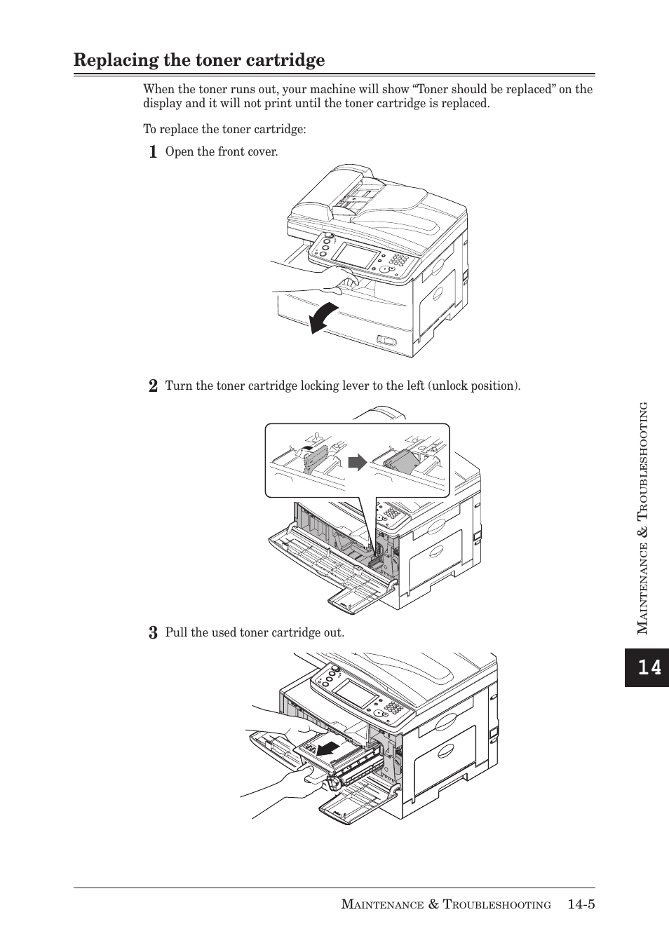 Replacing the toner cartridge | Muratec MX-2030 User Manual | Page 361 / 396