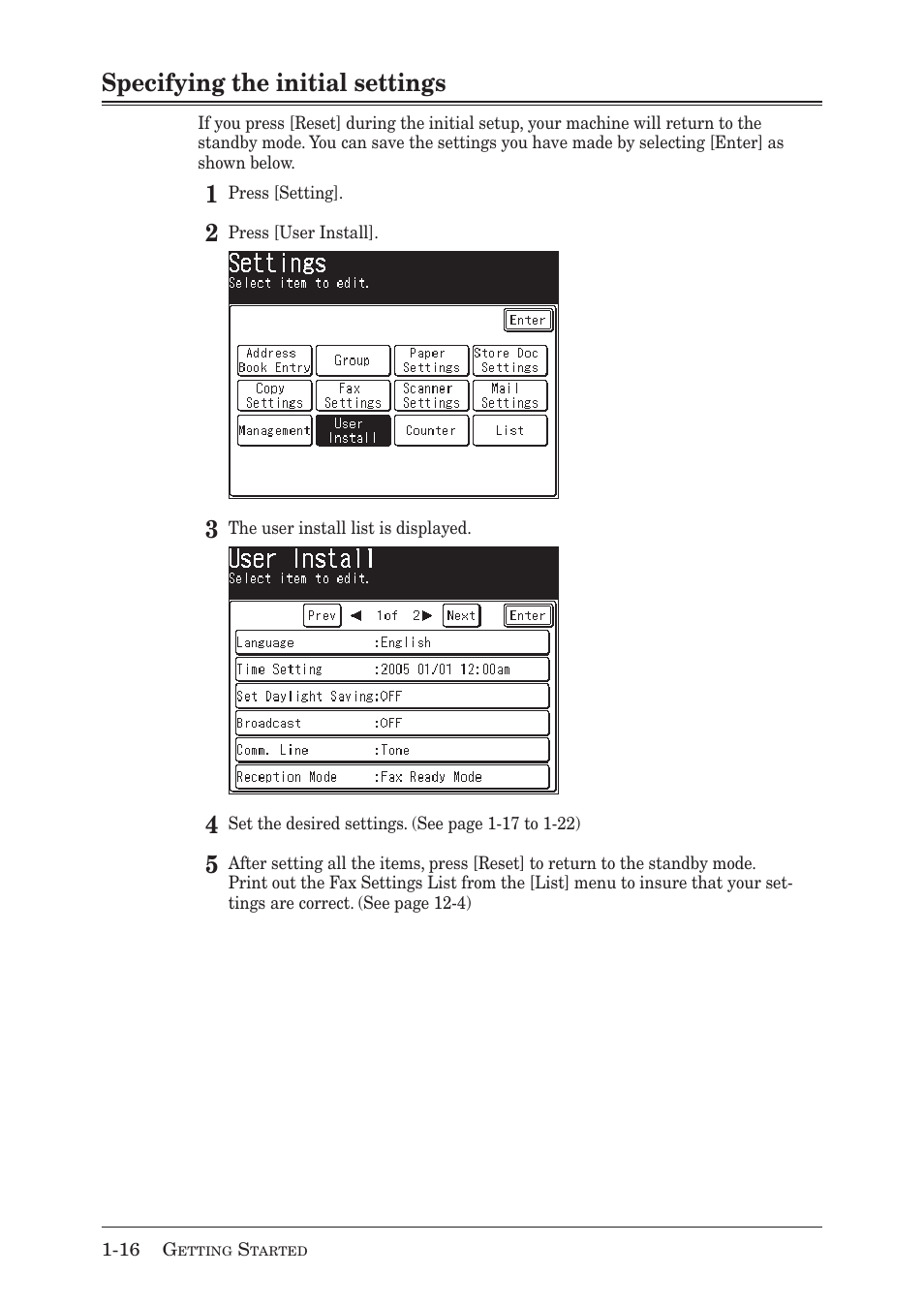 Specifying the initial settings | Muratec MX-2030 User Manual | Page 44 / 396
