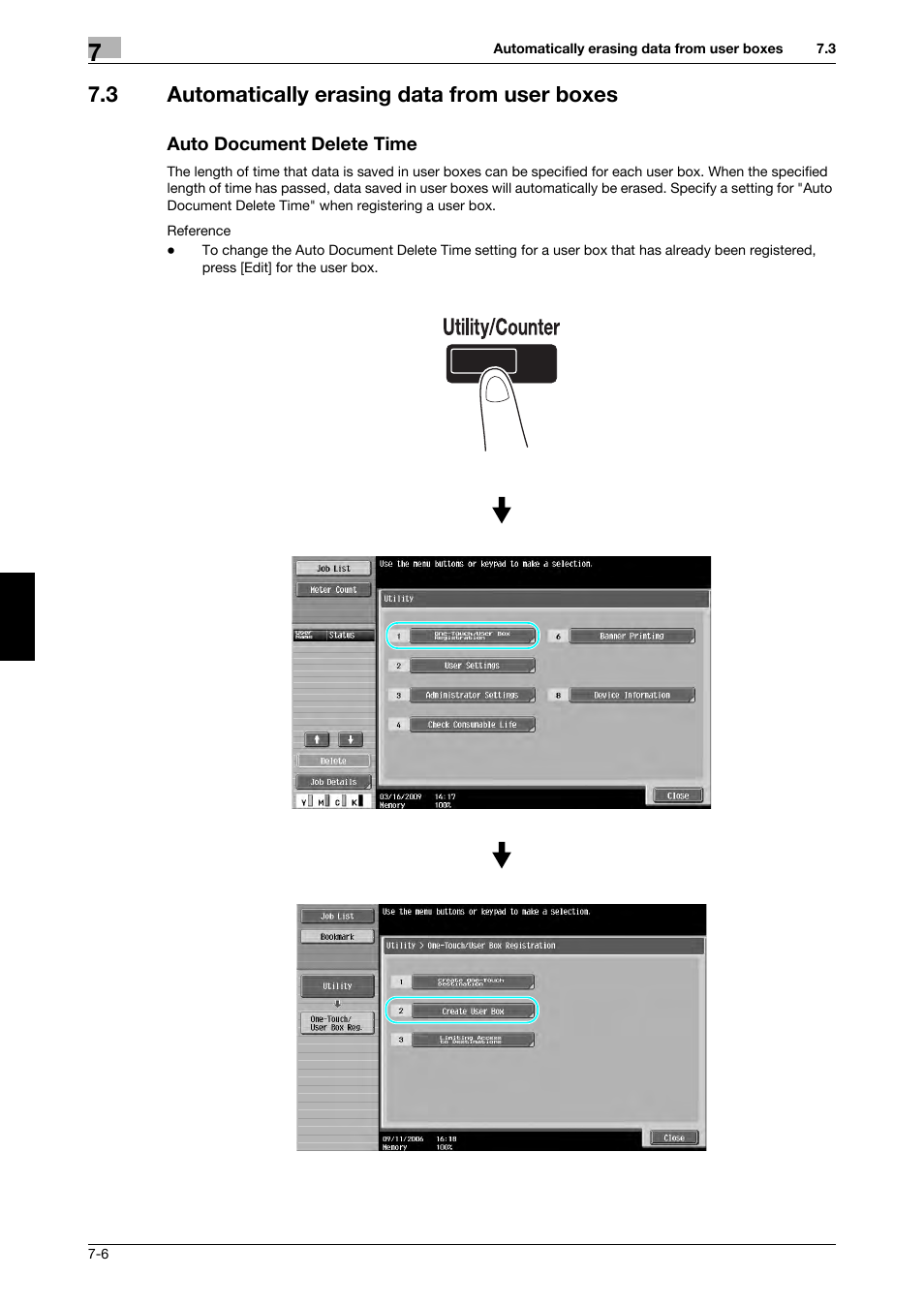 3 automatically erasing data from user boxes, Auto document delete time | 321 Studios Muratec MFX-C2828 User Manual | Page 251 / 292