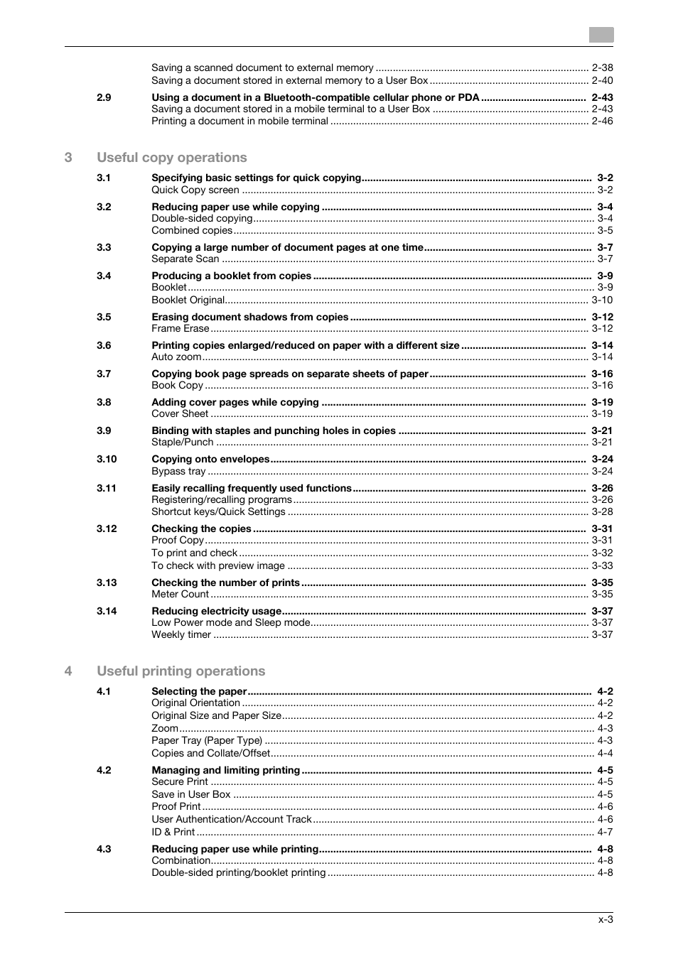 3useful copy operations, 4useful printing operations | 321 Studios Muratec MFX-C2828 User Manual | Page 4 / 292