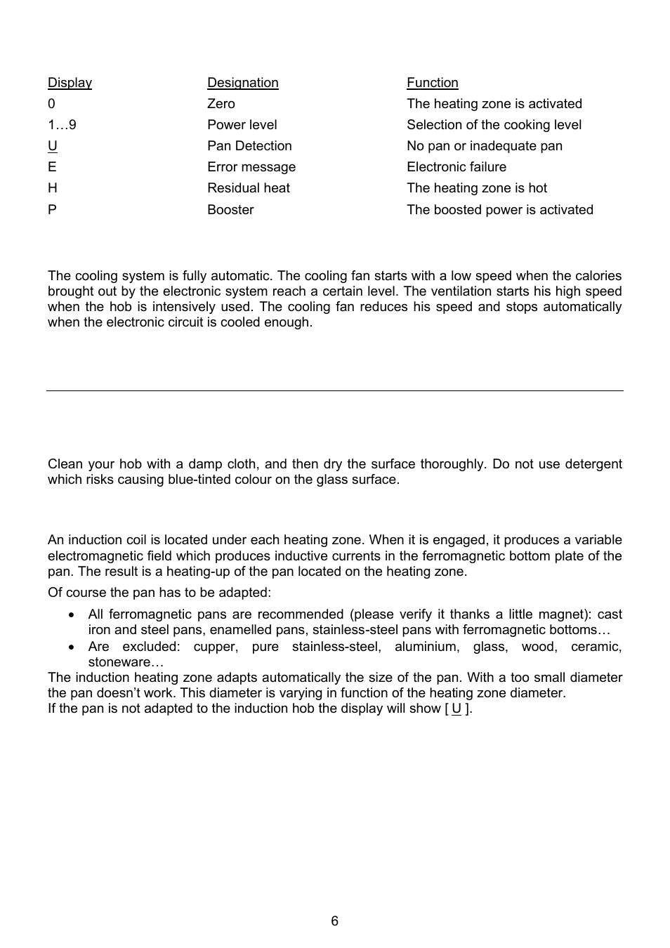 Starting-up and appliance management | 321 Studios INDUCTION HOBS 7322 230 User Manual | Page 19 / 28