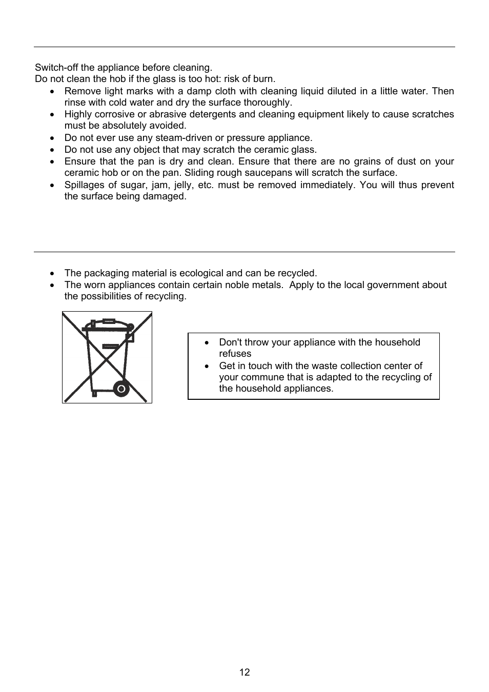 Maintenance and cleaning, Environment protection | 321 Studios INDUCTION HOBS 7322 230 User Manual | Page 25 / 28