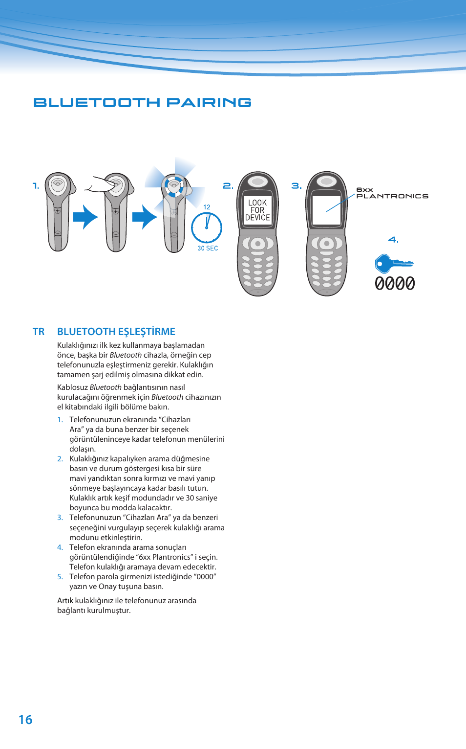 Bluetooth pairing, Tr bluetooth eşleştirme | Plantronics Discovery 610 User Manual | Page 111 / 151
