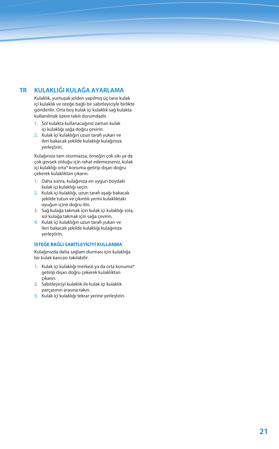Tr kulakliği kulağa ayarlama | Plantronics Discovery 610 User Manual | Page 116 / 151