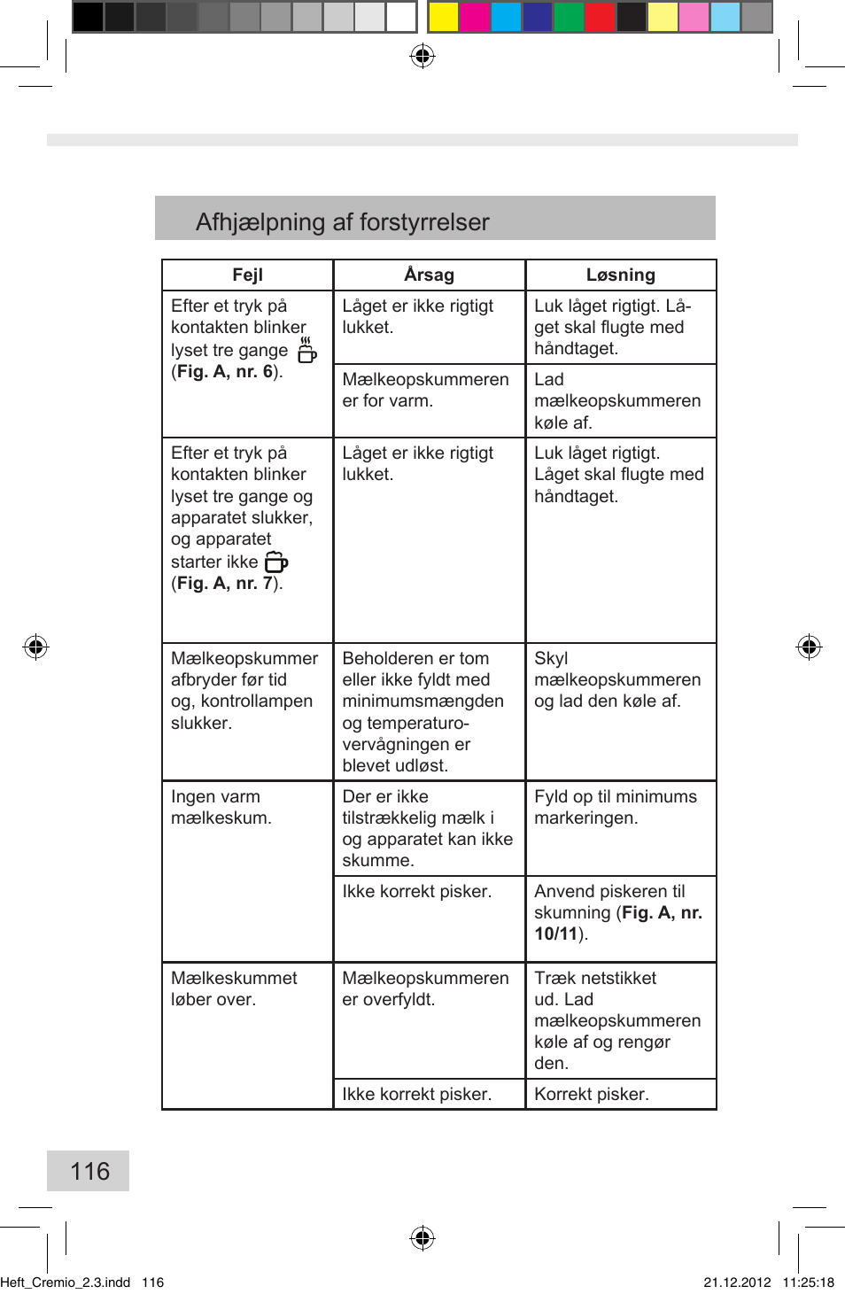 116 afhjælpning af forstyrrelser | Melitta Cremio User Manual | Page 118 / 172