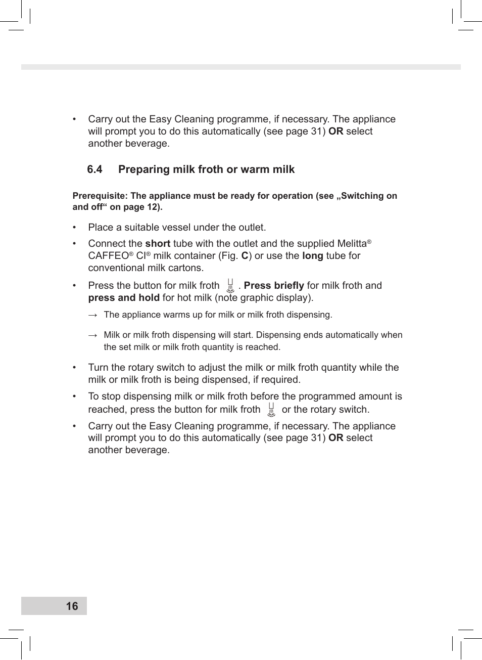 Melitta Caffeo CI User Manual | Page 18 / 240