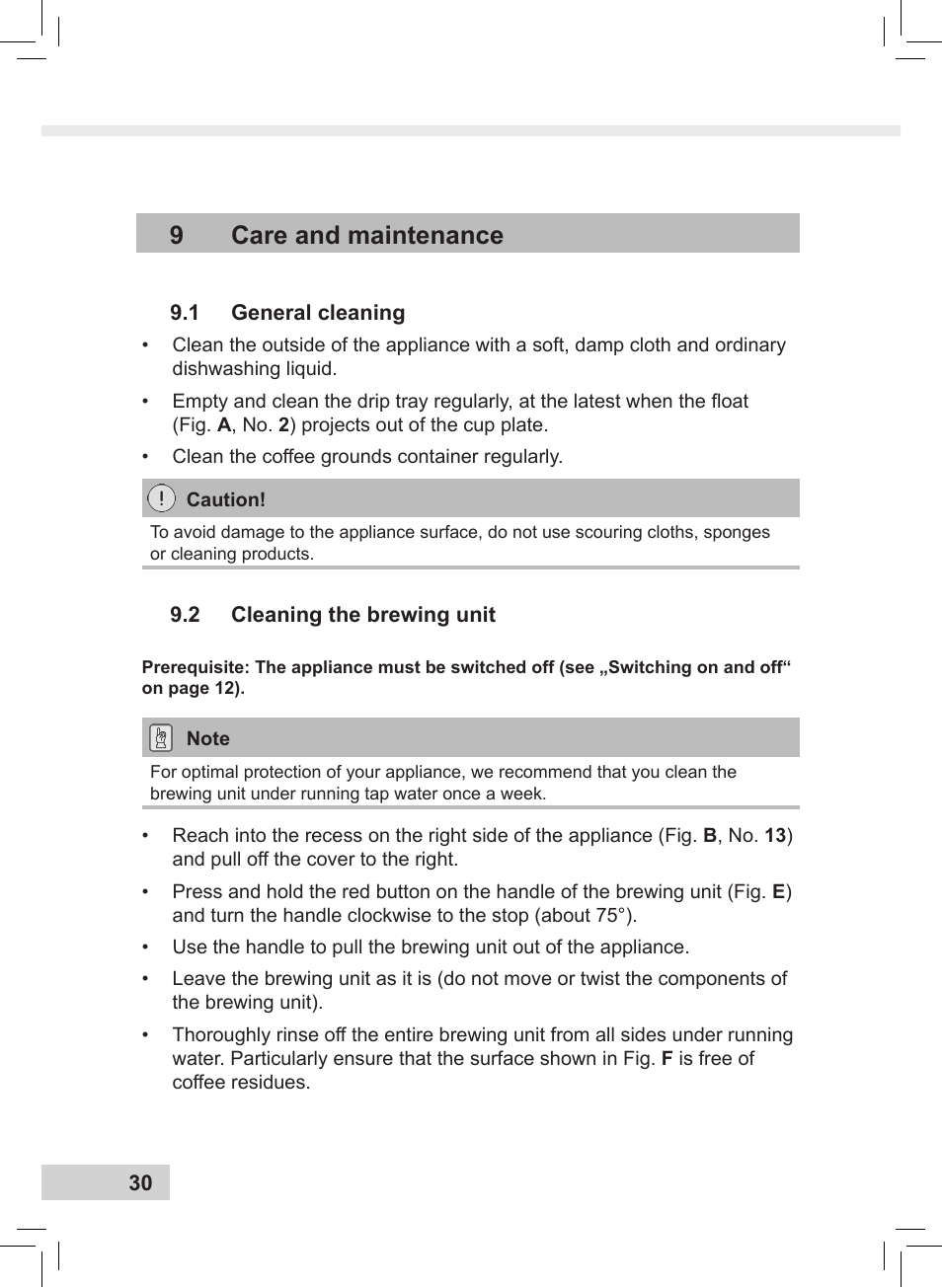 9care and maintenance | Melitta Caffeo CI User Manual | Page 32 / 240