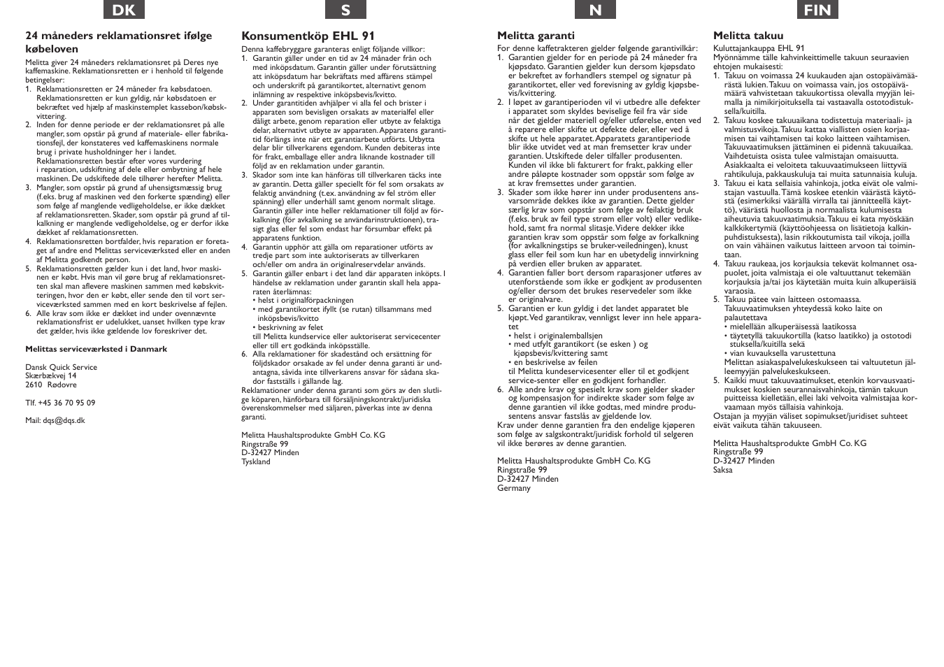 Nfin, Dk s | Melitta Optima Therm User Manual | Page 14 / 16