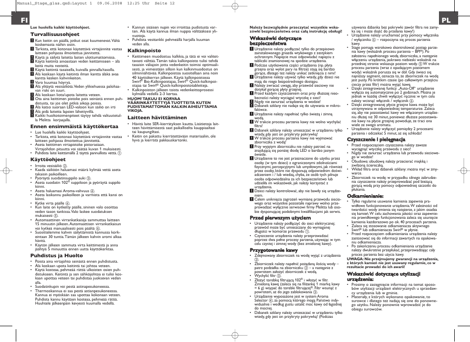 Fi pl | Melitta Stage User Manual | Page 6 / 16