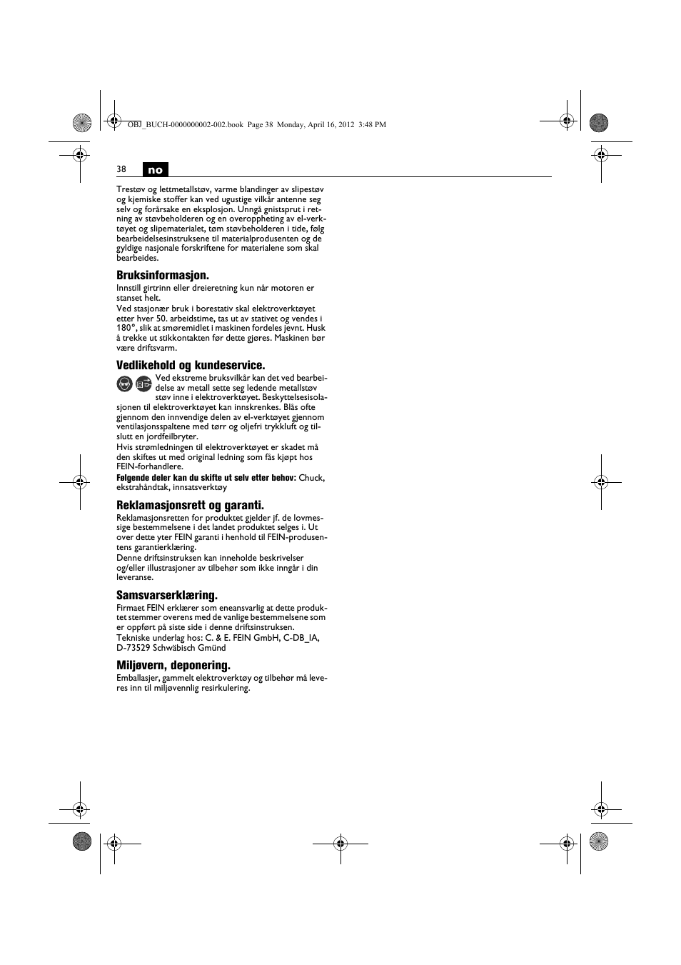 Fein BOP 13-2 User Manual | Page 38 / 110