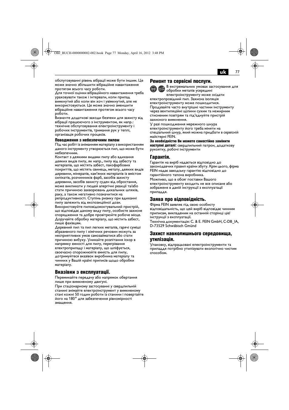 Fein BOP 13-2 User Manual | Page 77 / 110