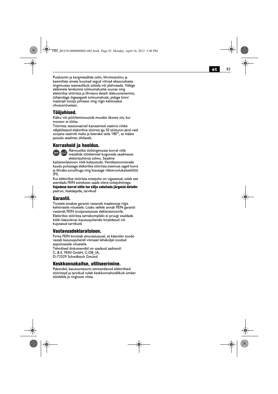 Fein BOP 13-2 User Manual | Page 83 / 110