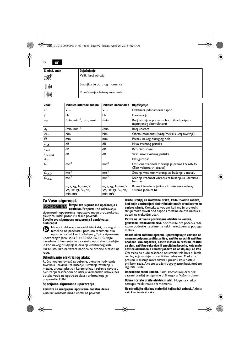 Sr za vašu sigurnost | Fein ASCM_18QXC User Manual | Page 92 / 154