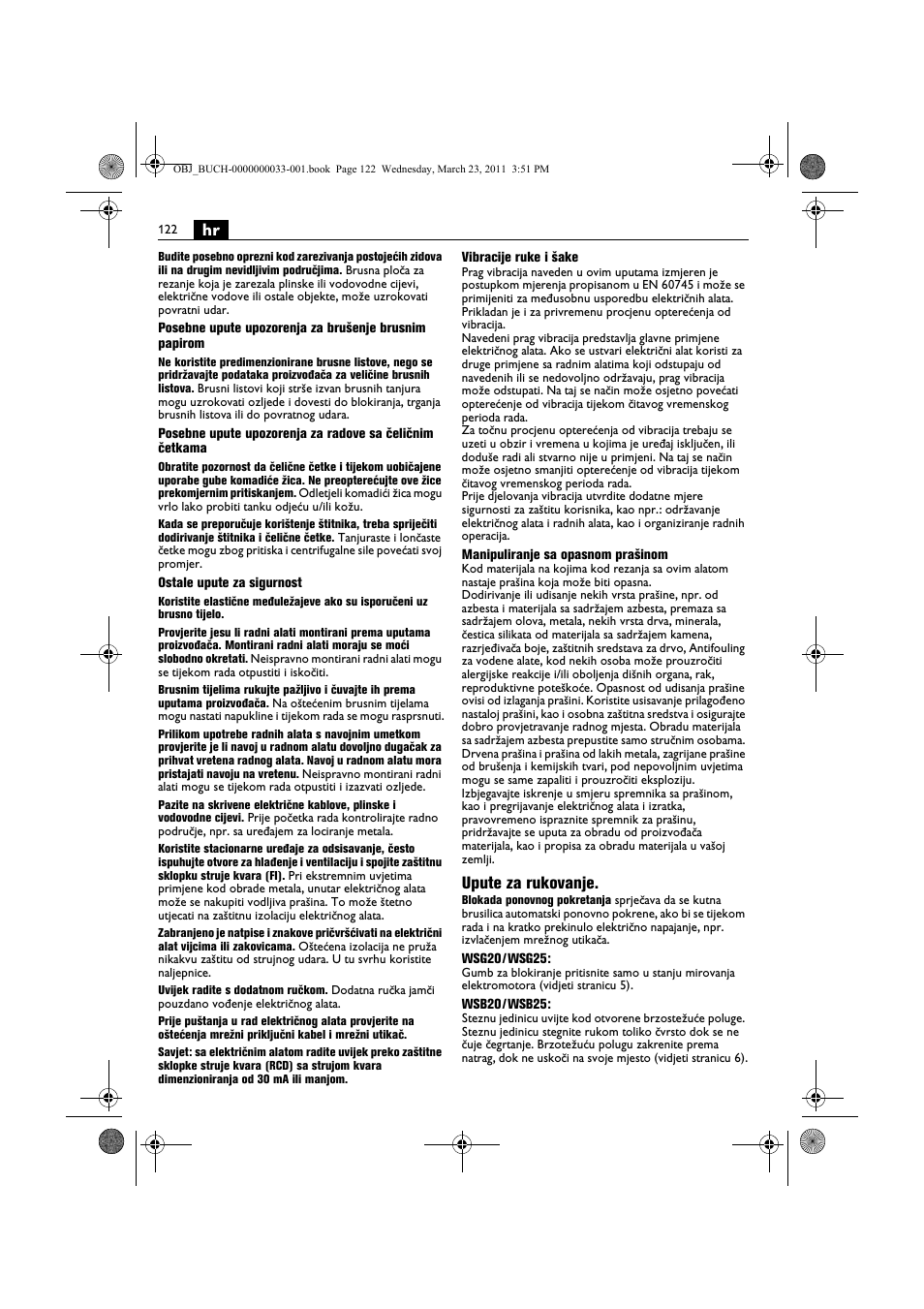 Upute za rukovanje | Fein WSG 25-230 User Manual | Page 122 / 191