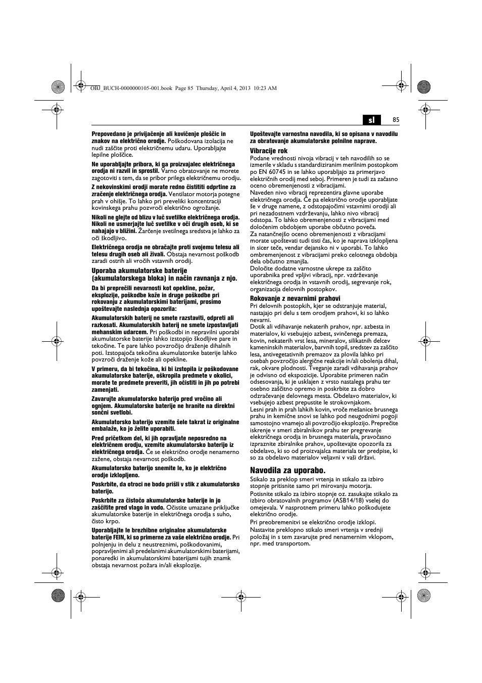 Navodila za uporabo | Fein ABS_18C User Manual | Page 85 / 149