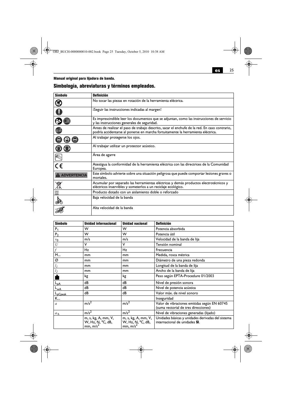 Simbología, abreviaturas y términos empleados | Fein BF 10-280E User Manual | Page 25 / 109